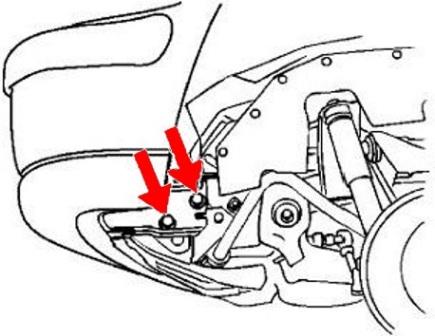 the scheme of fastening of the front bumper Isuzu Bighorn (Trooper) (1991 - 2004)